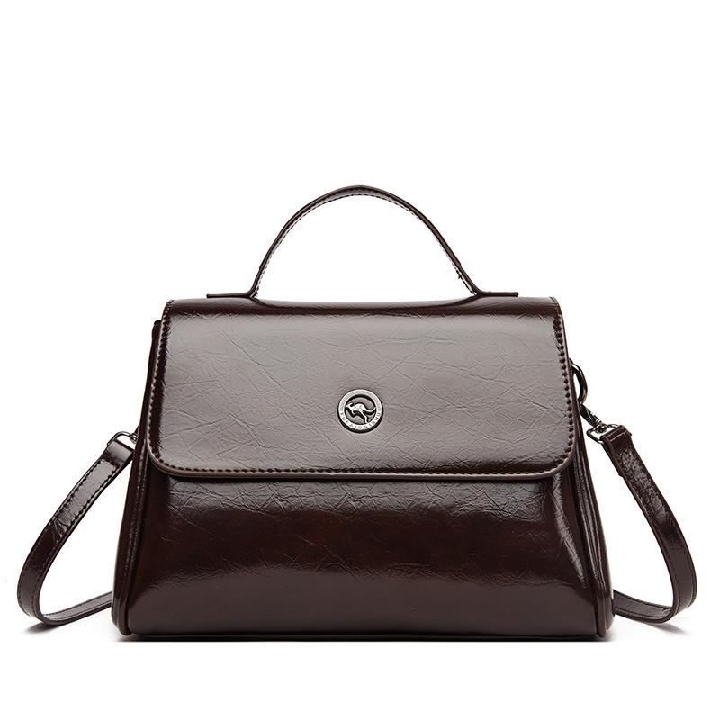 Весенние новые модные простые женские сумки из искусственной кожи, легкие, роскошные, высококачественные, однотонные, женские сумки-тоут, универсальные сумки через плечо с пряжкой для поездок на работу коричневый