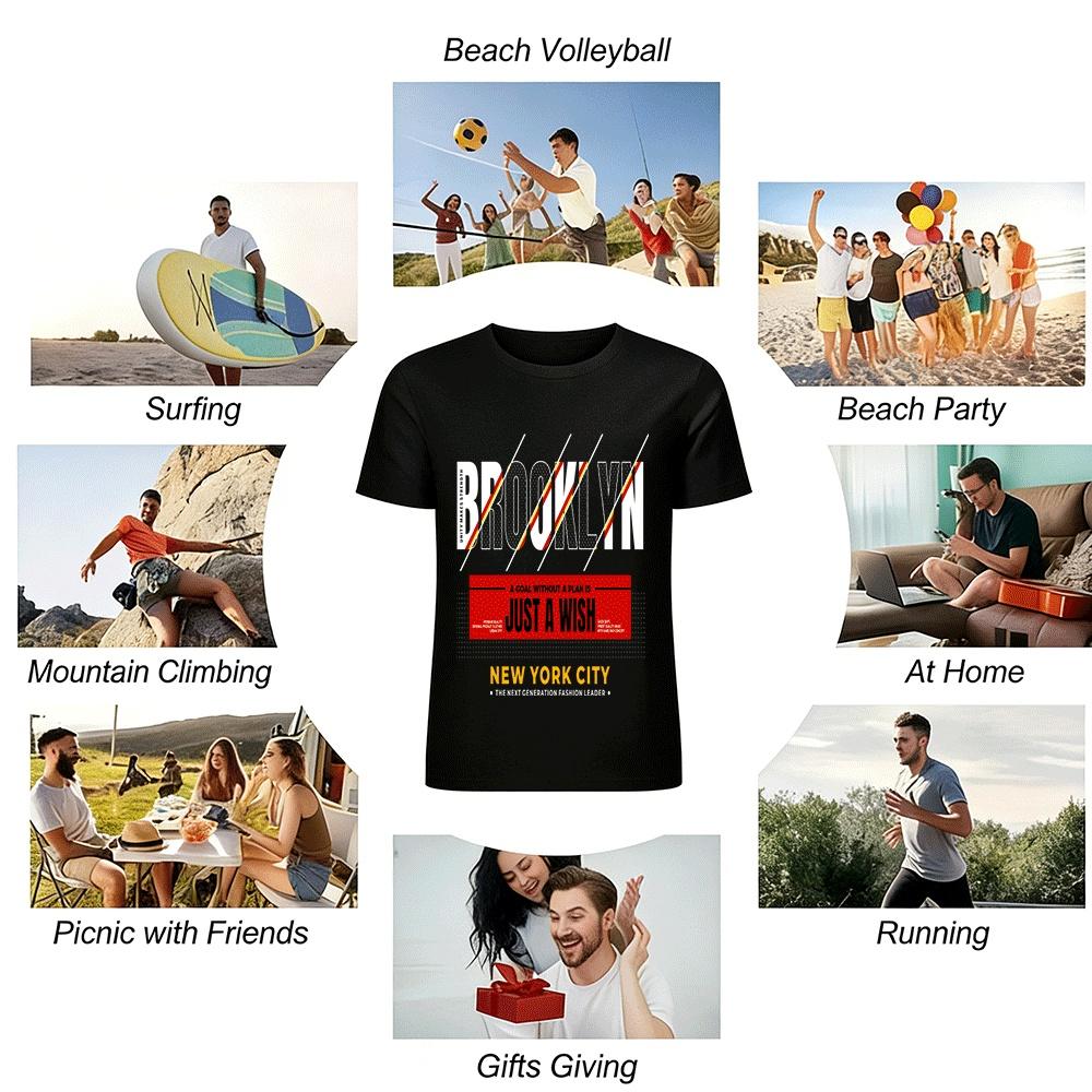 Brooklyn NYC Inspirational Slogan Graphic Casual Tee Pure cotton T-shirt