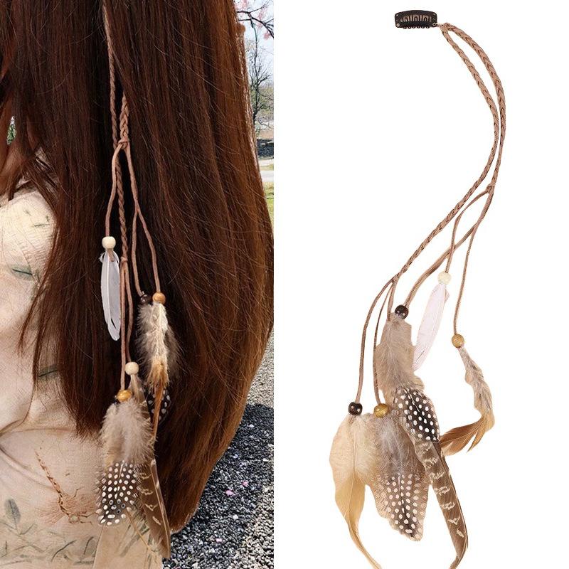 Bohemian Feather Hairband Women'S Festive Masquerade Carnival Hippies Costume Indian Prom Gypsy Long Tassel Hair Accessories