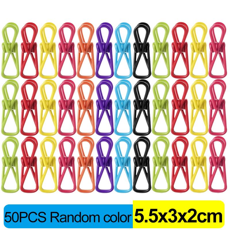 50/1PCS Mini Colorful Sealing Clips Steel Wire Snack Bag Clip Laundry Clothesline Fixing Clamp Home Multifunctional Storage Tool