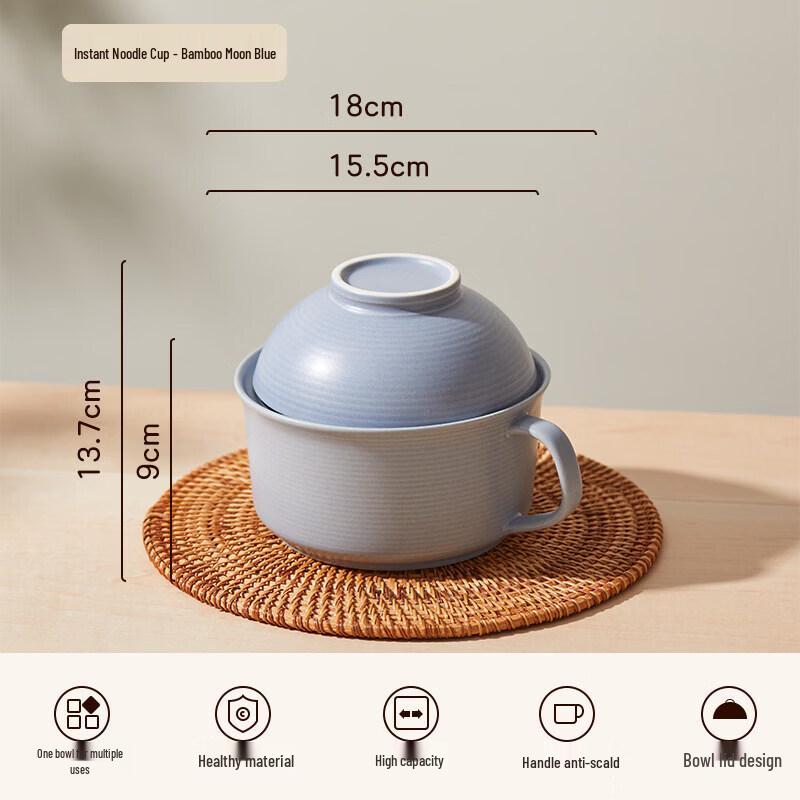 Personal Ceramic Instant Noodle & Soup Bowl with Lid