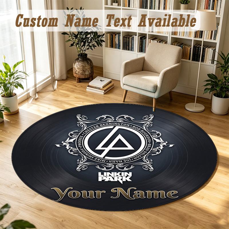 Round Rug Custom NameLinkin Park Pattern Non Slip Carpet Home Floor Decor