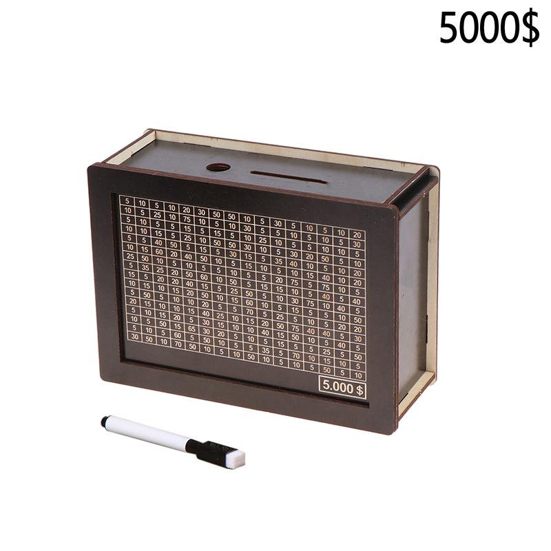 500/1000/2000/3000/5000/10 000 euro sparebøsse Sparegris Wood Money Bank Gjenbrukbar pengebøsse med sparemål og tallbokser