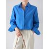 Blue Anti-wrinkle Non-ironing Tencel Shirt Women's Spring and Summer Casual Loose Shirt Jacket Qin Top