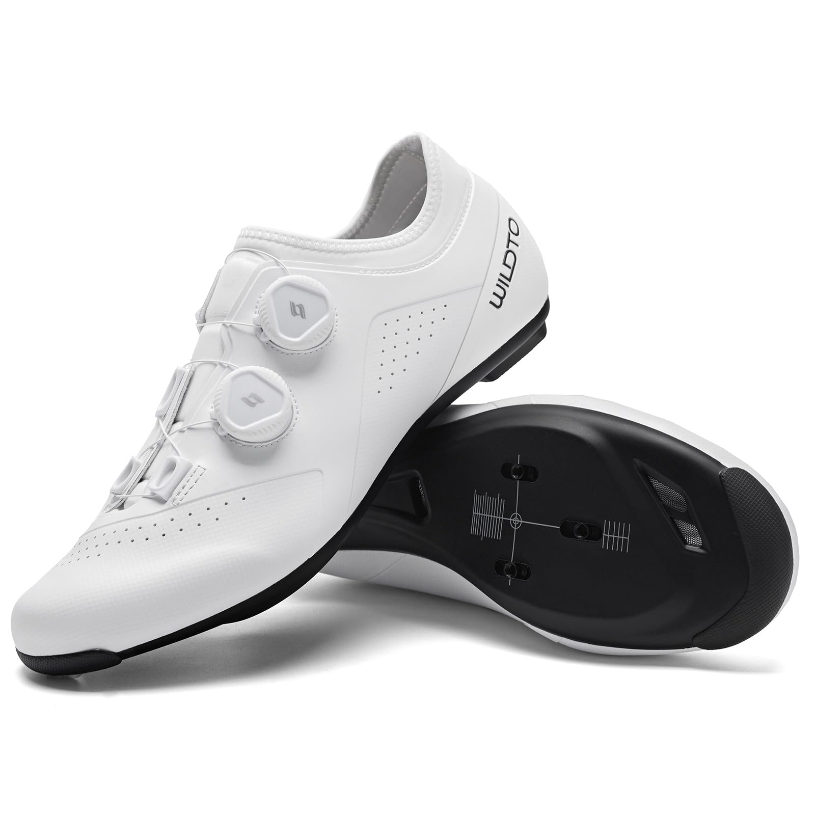 [Wildto] Cycling Shoes, Clipless Shoes, Road Bike Shoes (White, Size 43)