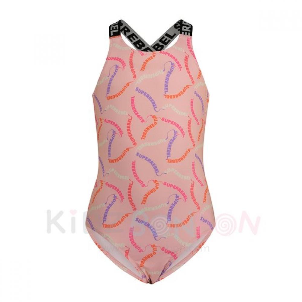 Superrebel Venice One Piece Swimsuit Text Pink  Model 932 8Y (128-134)