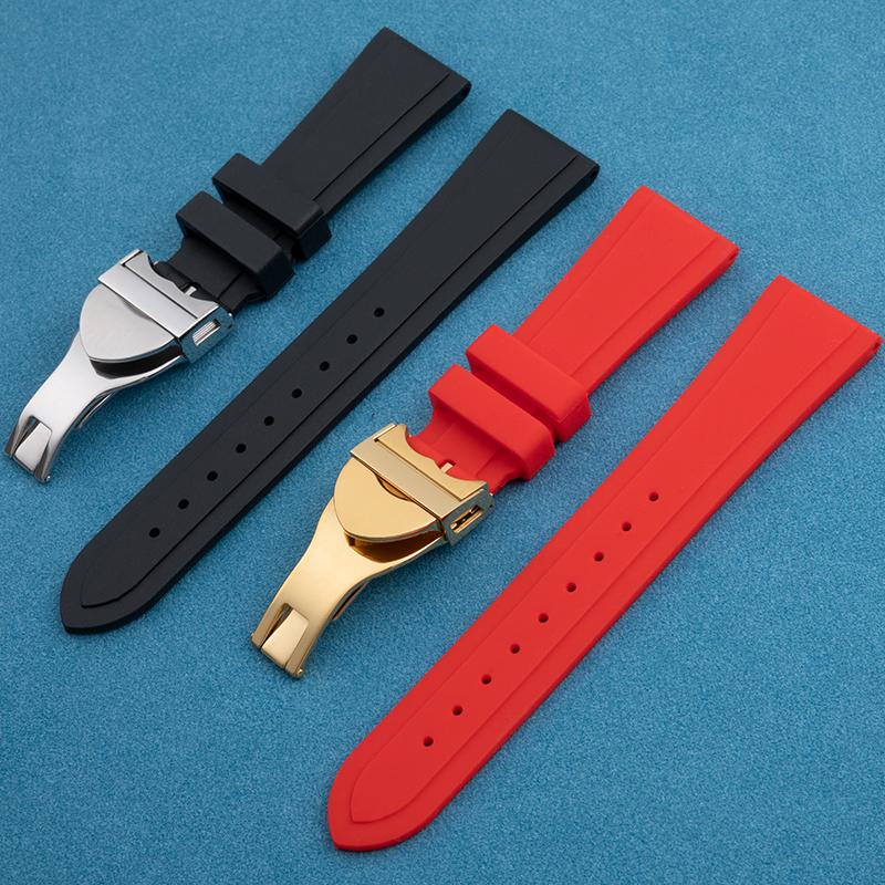 Miękki Naturalny Kauczuk Silikonowy Pasek do Zegarka 22mm Dla Tudor Strap Black Bay 1958 GMT 41mm Pelagos Z Klamrą Składaną Akcesoria na Nadgarstek