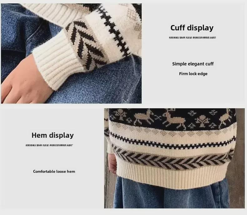 Boys' Thick Knitted Pullover Sweater, Half-High Neck, Autumn/Winter 2023 Collection