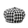 British Retro Women's Octagonal Hat, Fashionable and Versatile Checkered Beret