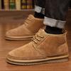 New Men Shoes Winter Snow Boots Genuine Suede Leather High Top Casual Shoes Warm Plush Ankle Boots