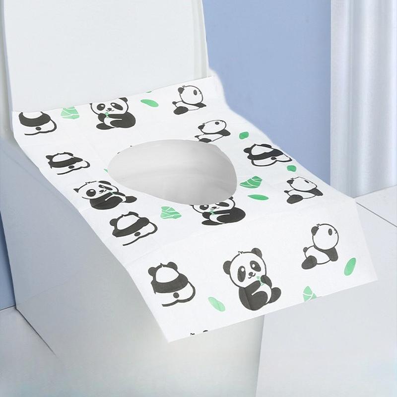 10Pcs Disposable Printing Toilet Seat Cover Portable Travel Hotel Bathroom Toilet Mat Pads Waterproof Toilet Cover