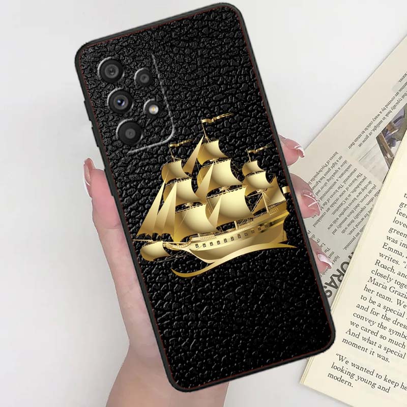 Vintage compass illustration Case For Samsung A41 A35 A34 A33 A32 A25 A24 A23 A21s A06 A05 A04 A03 Note 10 20 Ultra 5G Black