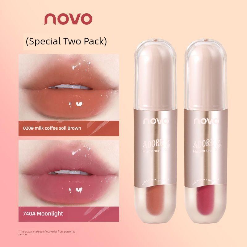 Novo Plain Light Makeup White Lip Lacquer Naked Women Color Series Water Light Mirror Lipstick Glass Lip Gloss Does Not Fade No Stain on Cup