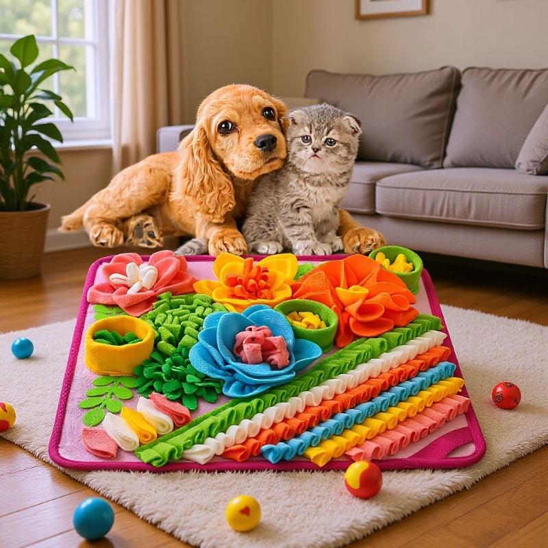 Pet Sniffing Feeding Mat for Dogs & Cats, Hide Treats, Relieve Boredom, Slow Feeding Enrichment Blanket