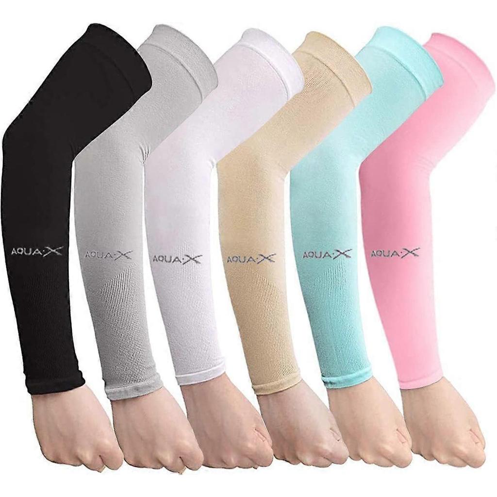 3/6 paia di maniche a braccio fresche con protezione UV per donne e uomini, maniche a braccio UPF 50 6 paia nero + grigio + bianco + beige + blu + rosa