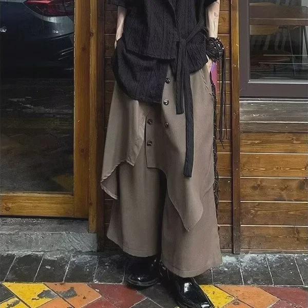 High-Grade Yamamoto-Style Irregular Buttoned Culottes for Men and Women
