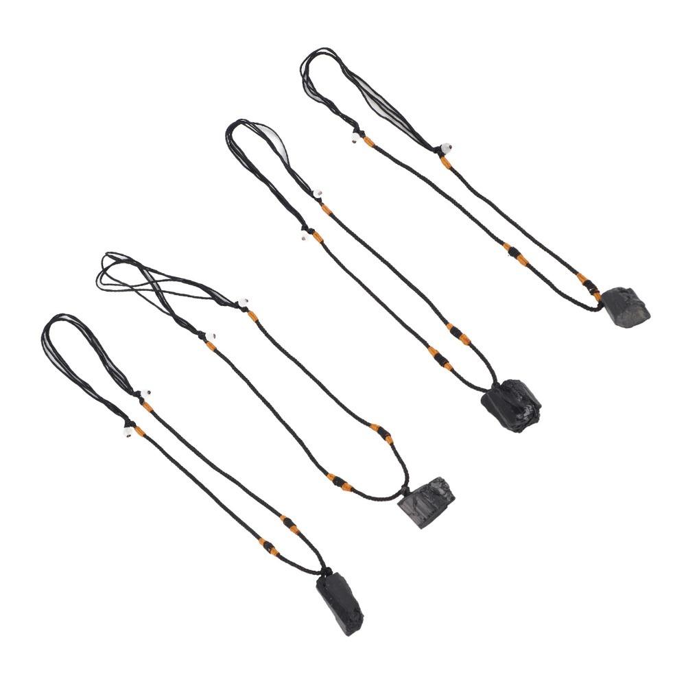4Pcs Adjustable Rope Stone Pillar Pendant Protection Amulet Sweater Chain Necklace  For Women