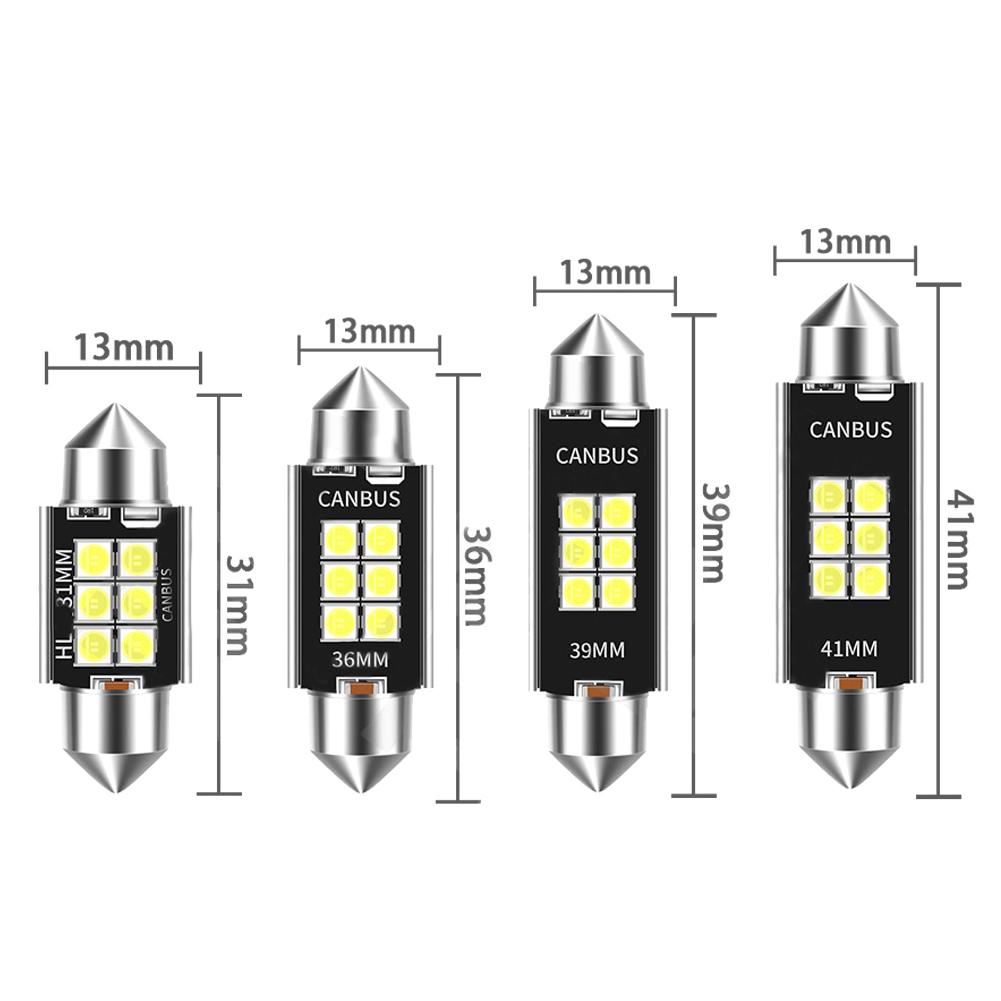 1Pc 31MM 36MM 39MM 41MM 6LED 3W Bulbs Canbus Festoon C5W 3030 Chip Car Interior Dome Light Reading Light 12V/24V White Ice Blue Bulbs 7