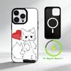 C-Cute cat man Phone Case For iPhone 17 16 15 14 13 12 Pro Max Plus for Mirror Wireless Magnetic Cover