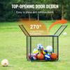 Rolling Sports Ball Storage Cart, Lockable Basketball Cage with Double Lids, Sport Equipment Holder Organizer for Indoor Outdoor, Steel Storage Rack