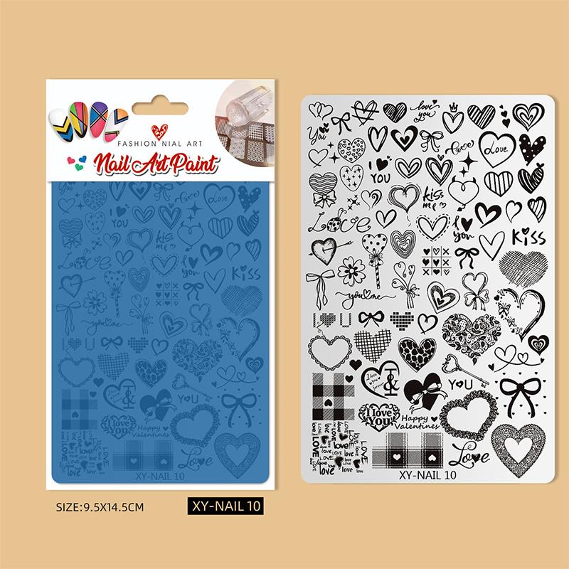 

9.5X14.5 см большой размер пластины для штамповки ногтей фейерверк бамбук любовь дизайн шаблон для дизайна ногтей для самостоятельного декора ногтей трафареты XY-NAIL 10