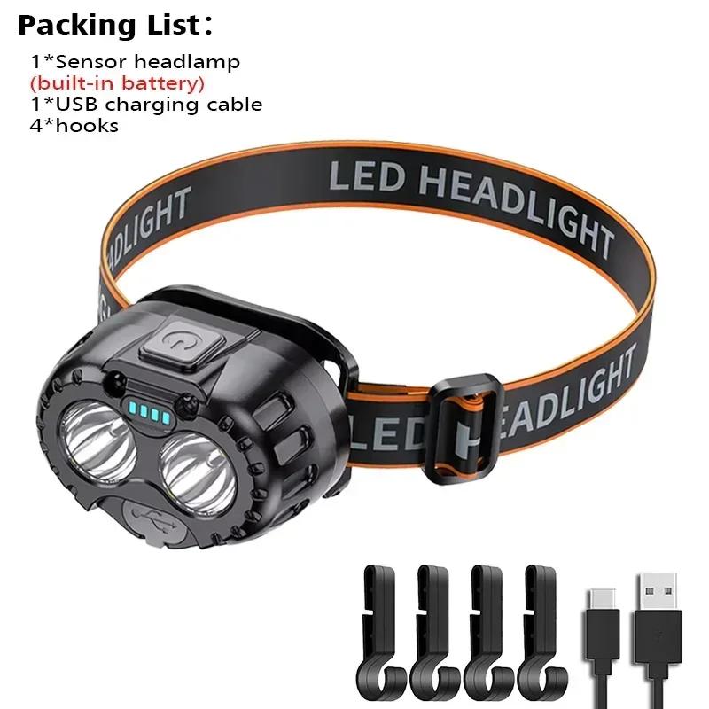 250LM XPE LED Headlamp with Wave Sensor Waterproof, Hands-Free Lighting for Work Outdoor Fishing Camping Hiking & Emergency Use