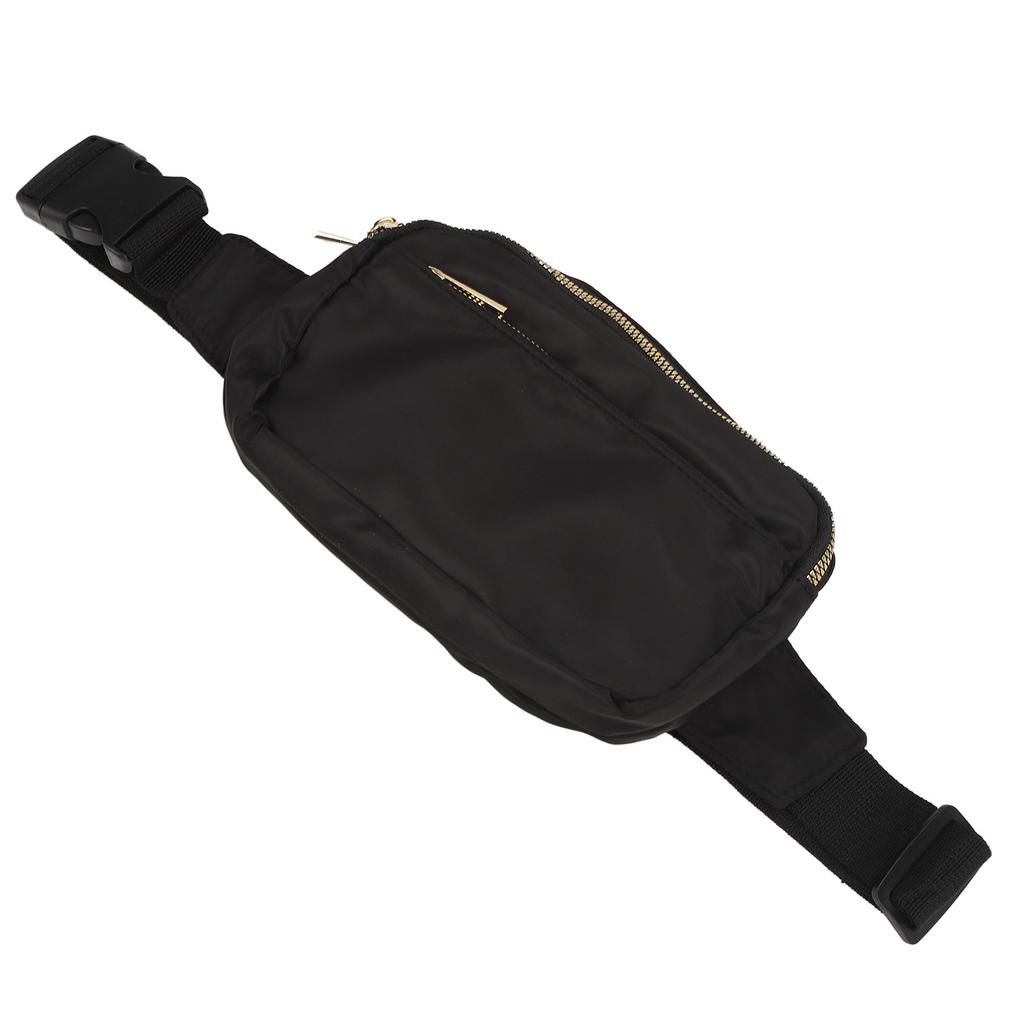 Outdoor Sports Waist Bag Black Fashionable Water Resistant Zipper Chest Messenger Bag for Hiking Black 7.1 X 5.1 X 2.2in
