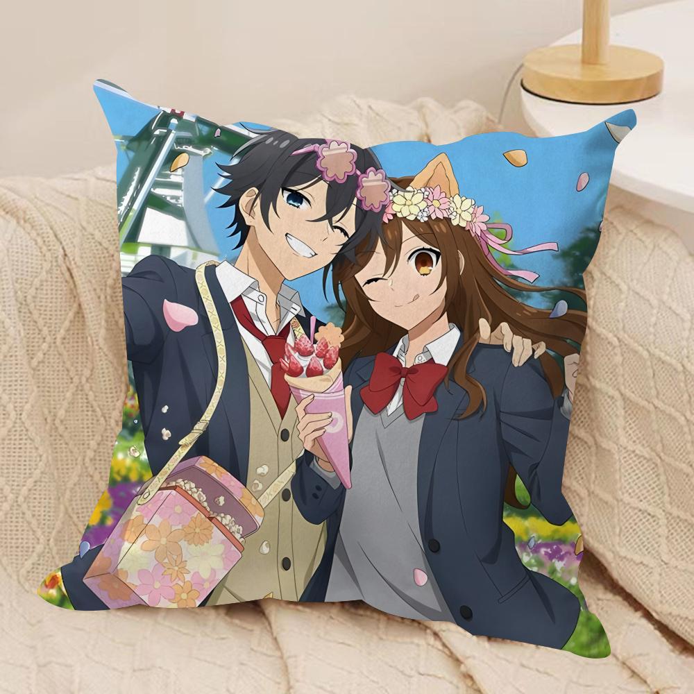 Cartoon HHorimiya Anime Cushion Cover Silky Short Plush Invisible Zipper Dustproof Sofa Pillow Case For Home Decor