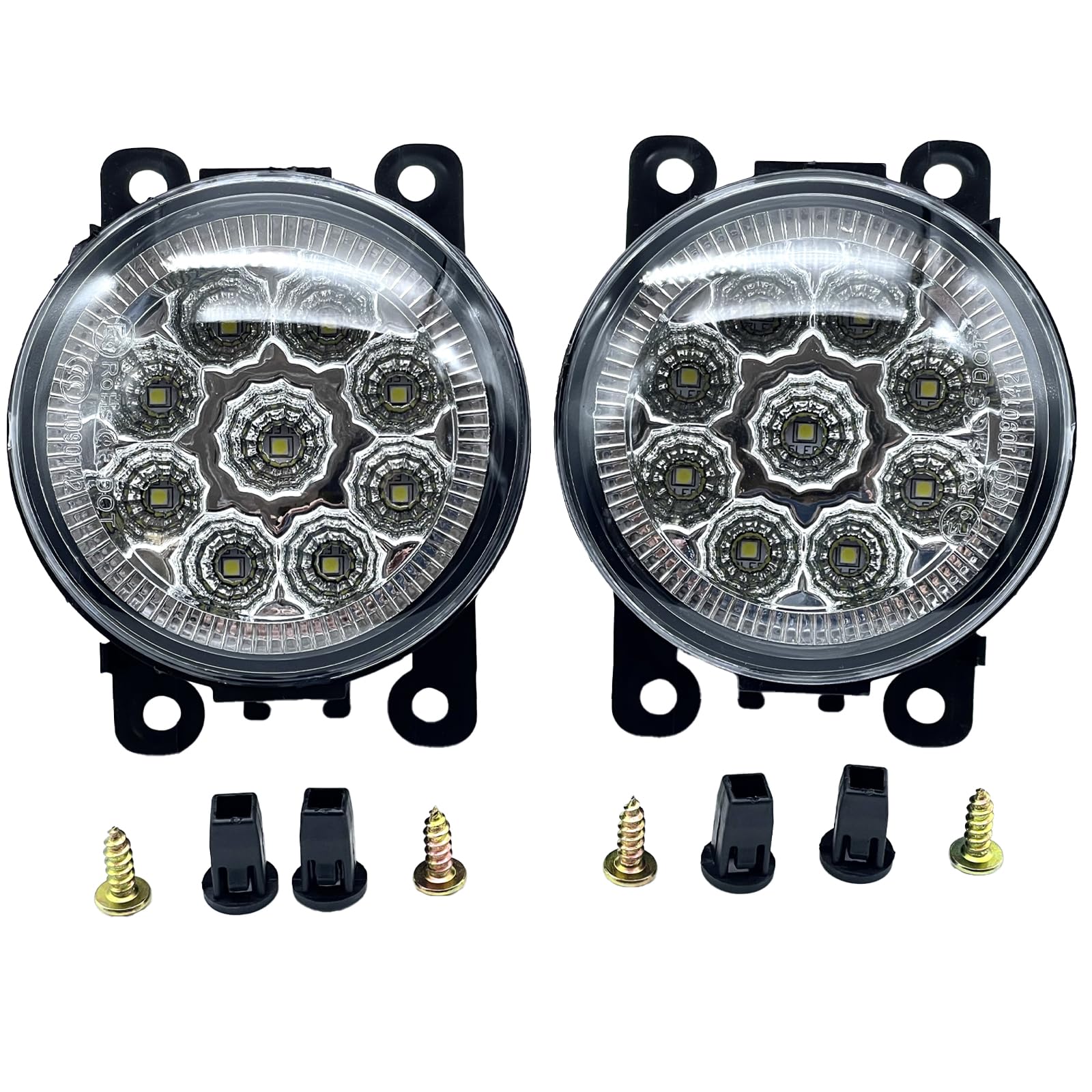 Avidora LED Fog Light Aftermarket Fog Universal Set of 2 Unit, Lights, White, 12V,
