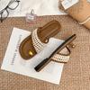 One-word Cool Slippers with Toes Women's Summer Wear High-end Woven Flat Sandals Women's Fashion Versatile Women's Shoes