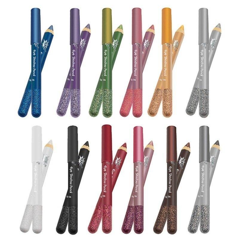 

Привлекательные блестящие карандаши для подводки для глаз — 12 металлических цветов Набор подводок для глаз и теней для век Натуральные карандаши для макияжа