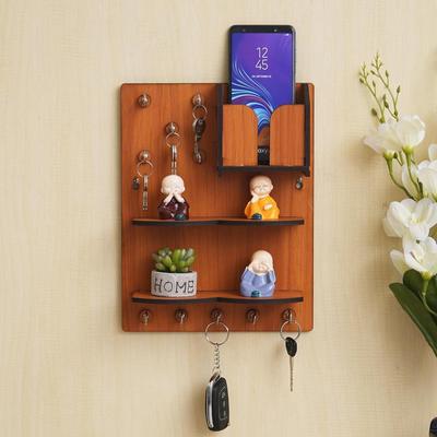 Premium-Schlüsselanhänger aus Holz, zum Aufhängen an der Wand, Schlüsselhalter, Diwali-Dekorationen, Artikel für die Heimdekoration, Schlüsselaufhänger (10 Haken - Holz)