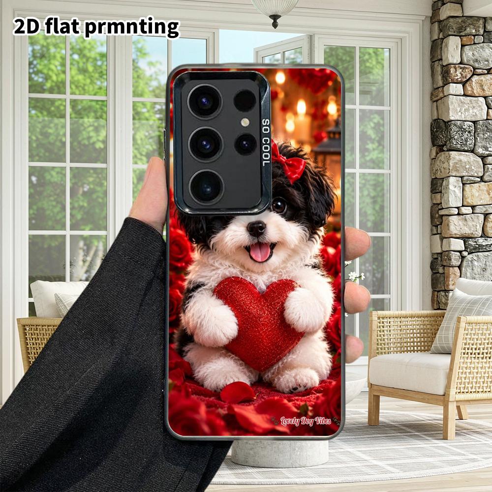 Phone Case: 2D Flat Samsung Galaxy A34 A35 M05 M06 S20 S22 S21 FE Plus 5G Protective Case, Couple Style, Black and White Puppy, Christmas and Hallowee