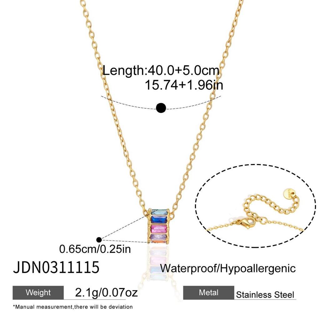 Wanxing 18K Gold Stainless Steel Zircon Necklace: European & American Women's Light Luxury Classic Style