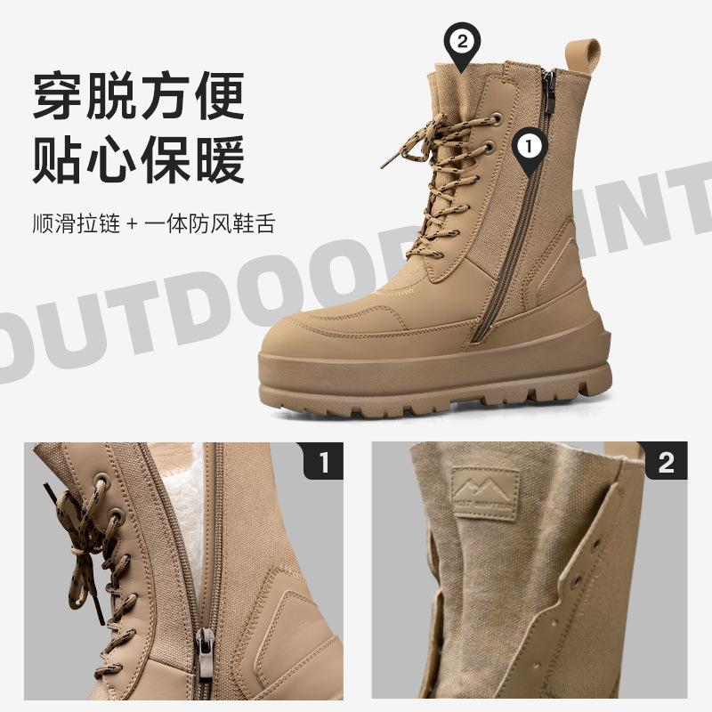 Damesko med tykk såle Pluss fløyel Tykk glidelås Snøstøvler for kvinner Varme Vanntette Vinter Damesko Casual Komfortable