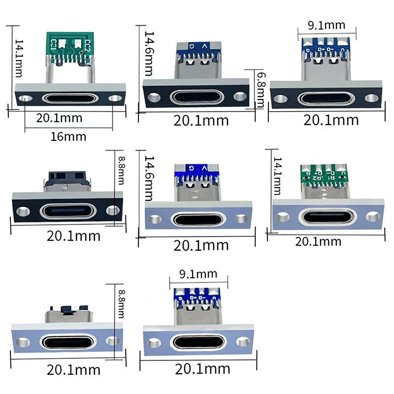 USB 3.1 Typ C-Buchse mit Schraubbefestigungsplatte Typ-C USB-Buchse 3.1 Typ-C 2-polige 4-polige 5-polige 6-polige Buchse