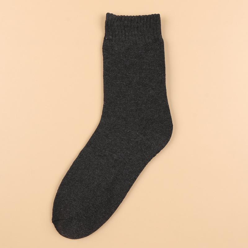 Zopfmuster Herren Wadenhoch Unifarben Winter Fleece Verdickt Warm Boden Socken, Freizeit Business Wadenhoch Herren Handtuch Socken