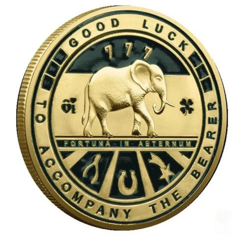 1 шт., Двусторонняя монета на удачу - Коллекция «Четырехлистник и слон» - Памятная монета на счастье, успех, здоровье, мир и