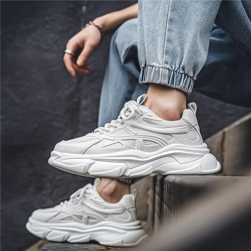 Модные кроссовки мужские зеленые прогулочные туфли на платформе мужские удобные уличные — фото 13