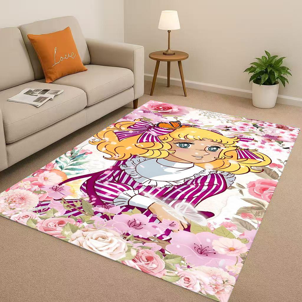 Cartoon Candy Candy Sweet Girl Anime Room Non Slip Area Rug Soft Carpet for Bedroom Playroom Sofa,Easy Clean Home Decor Doormat
