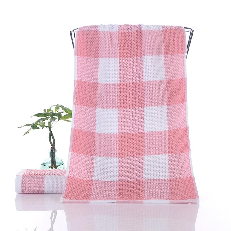 Лицевое полотенце из чистого хлопка, окрашенное в клетку, бытовое мягкое впитывающее полотенце 72x35