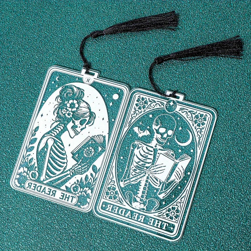 New Gothic Style Acrylic Bookmarks, Clear Skull Man Pattern Bookmarks, Stationery Book Accessories Reading Markers