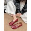 Red flat-soled light-mouth single shoes 2026 spring and autumn with skirt versatile soft-soled Mary Jane shoes