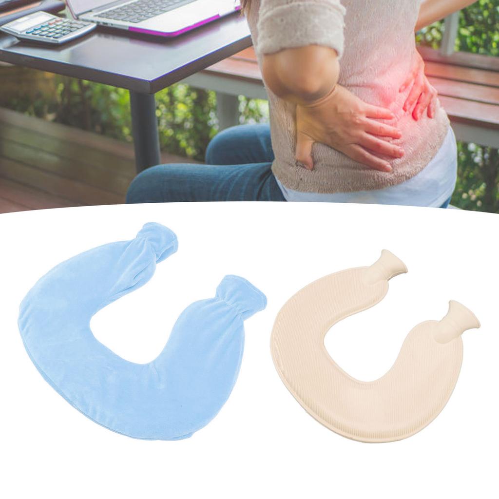 1L Hot Water Bottle U Shaped Hot Water Bag for Winter Neck Shoulder Warm with Soft Cover