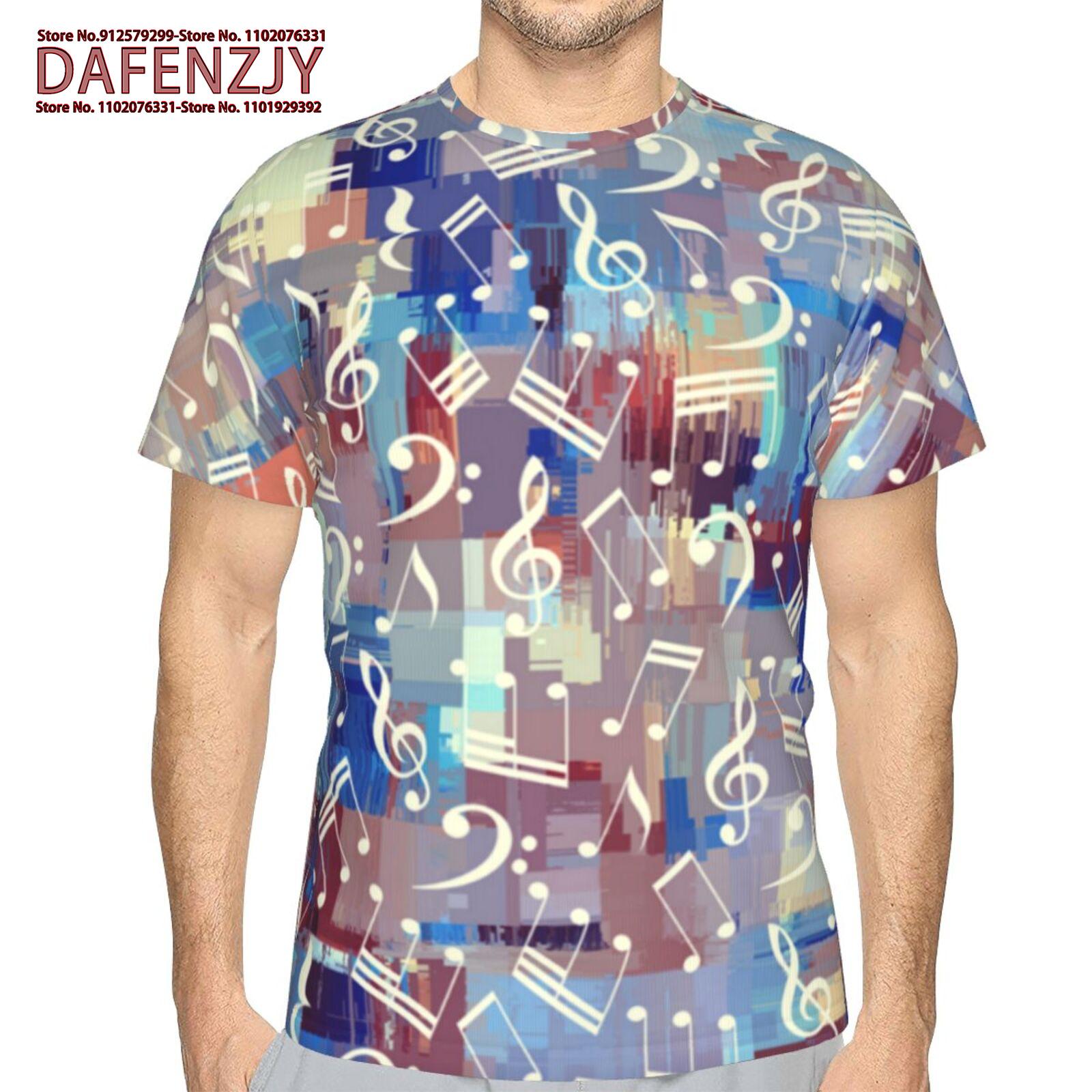

Летние мужские футболки в стиле хип-хоп с принтом music note 3D Harajuku, повседневные топы с коротким рукавом, уличная модная одежда S серый