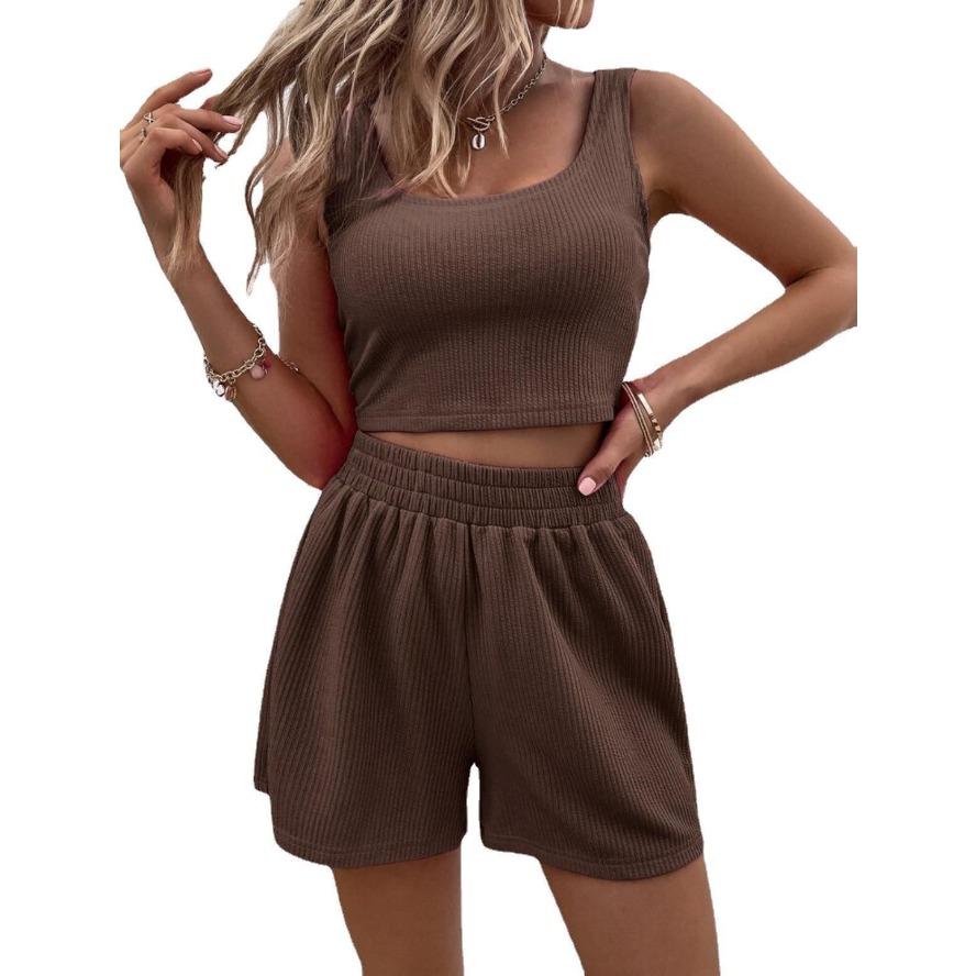 YYFS Women's Fashion Casual Summer Spring Solid Color Print Sleeveless U-Neck Trousers Pants Suits