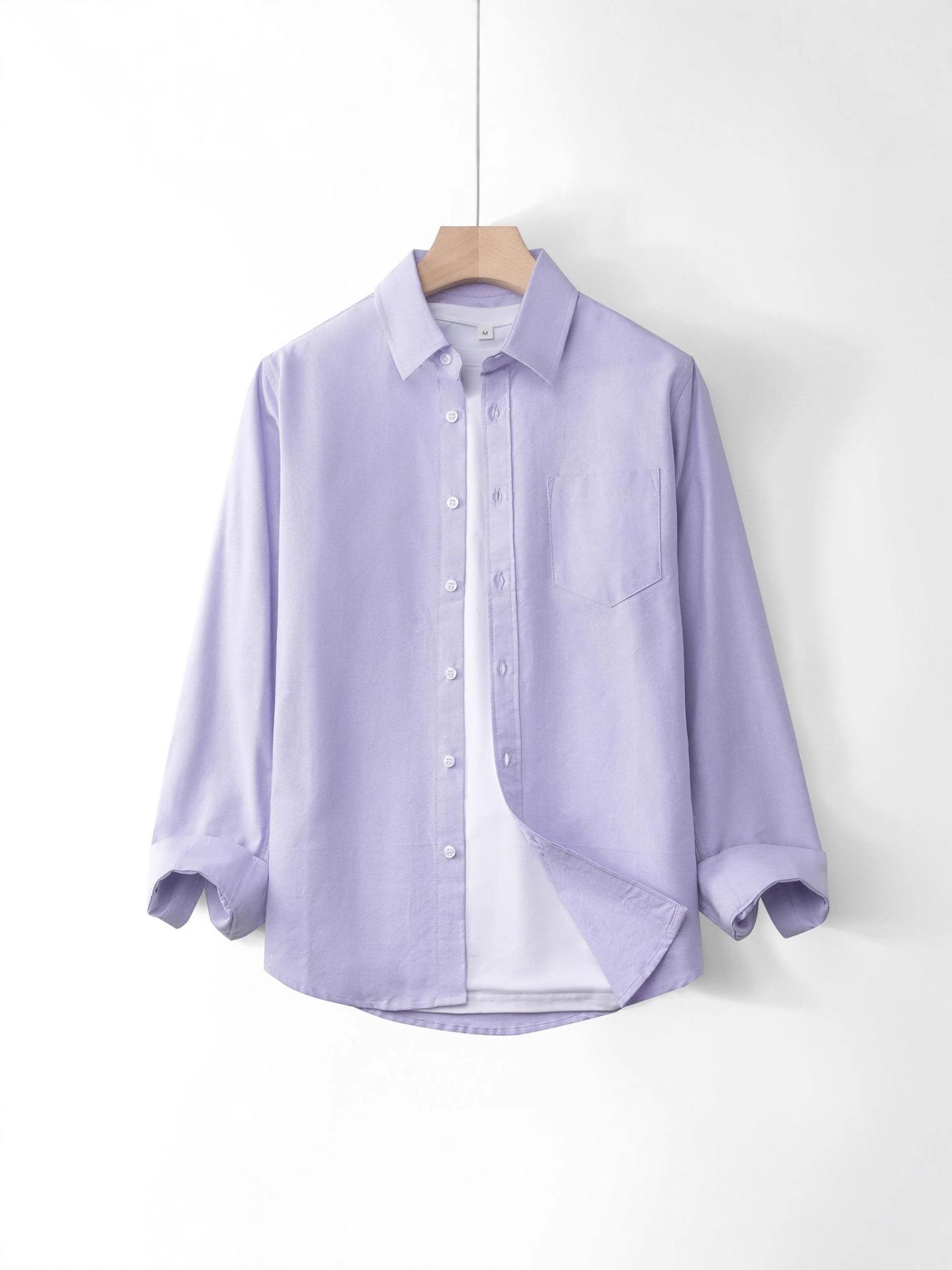 

Men s Slim Fit Purple Long Sleeve Shirt – Versatile Casual Top for Spring/Autumn Fashion. M светло-фиолетовый