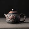 Čína Jianshui fialová hlína černá keramická ručně vyřezávaná konvice na čaj s dračí řezbou, porcelánová kung-fu čajová sada na pití