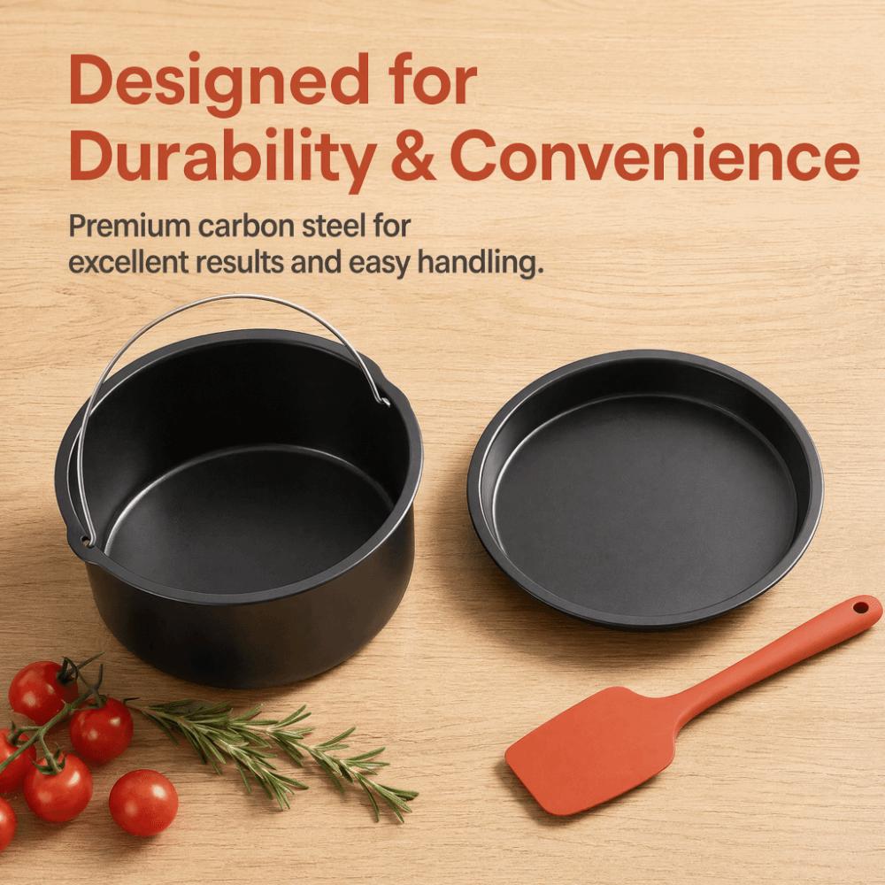 2pcs Round Cake Pan Non-Stick Baking Dish Set Reusable Air Fryer Mold Liner Bakeware