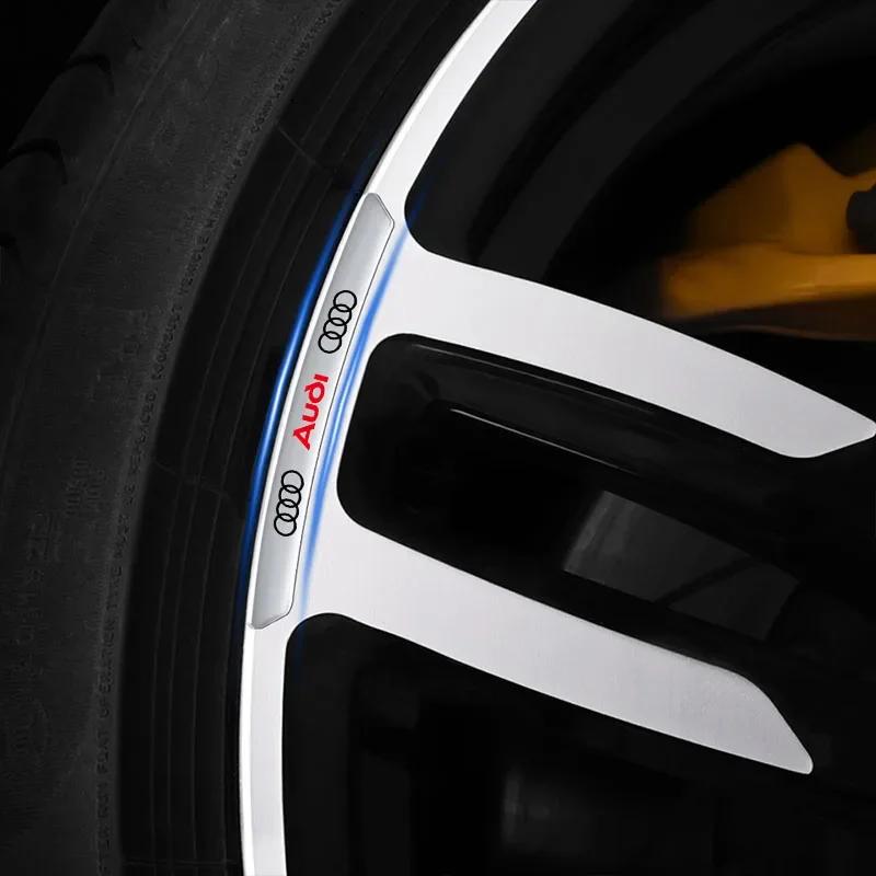 2026 4pcs Aluminum Wheel Rims Racing Stickers Badge Auto Decor Car Styling For AQ4 A5 A3 A4 A6 A7 A8 Q2 Q7 Q3 Q5 Q8 B5 B6 B7 B8 B9